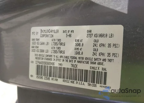 2006 Dodge Dakota Slt from USA, damaged, VIN 1D7HW42K96S683486